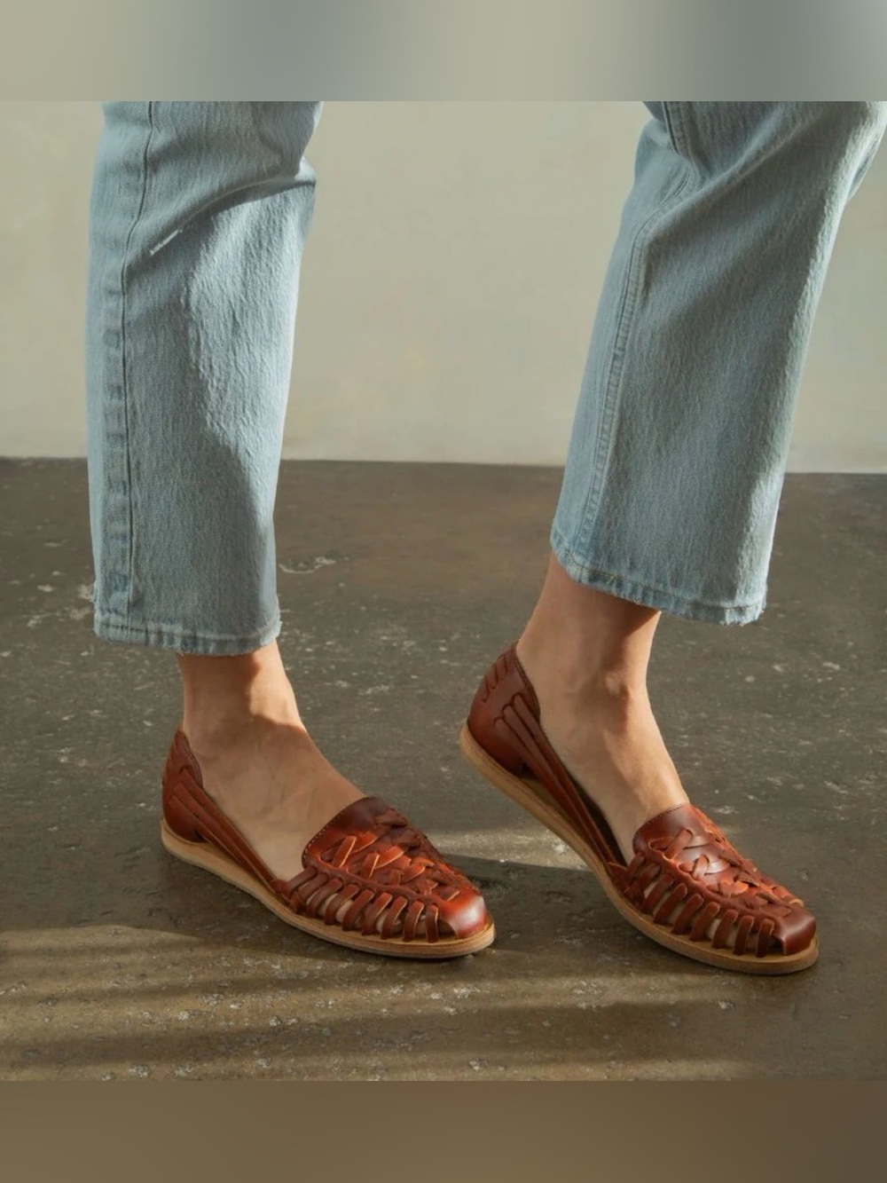 Women’s Nisolo Women's Huarache Sandal Brandy Leather Flats Size 9